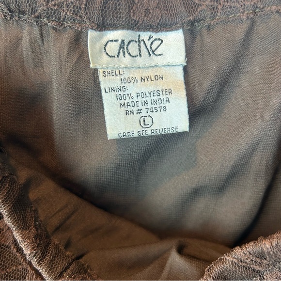 Cache Womens Embellished Gold Sequins Lace Skirt Maxi Sz Large Brown Lined Long - Picture 5 of 5